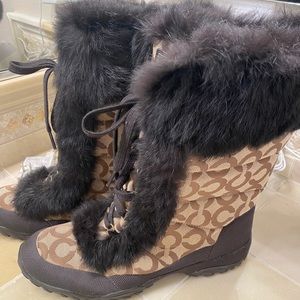 Coach winter fur boots, size 11B. Never worn, in beautiful condition.